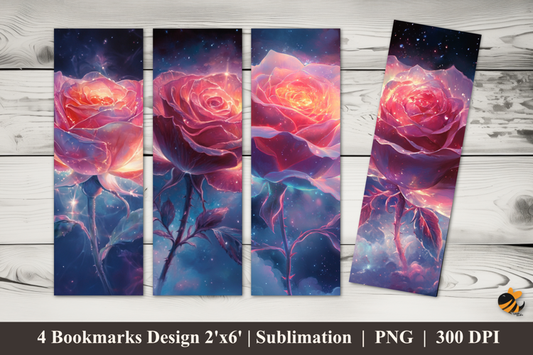 Luminous Rose Bookmarks Sublimation Design