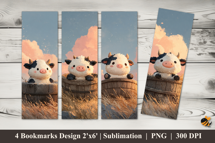 Sunny Baby Cow Bookmarks Sublimation Design