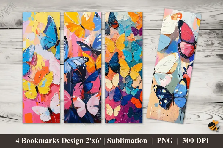 Butterflies Watercolor Bookmarks Sublimation Design