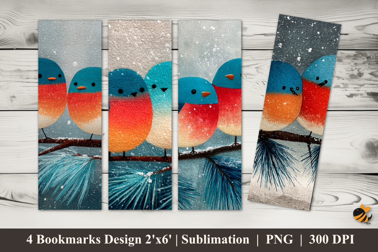 A Pair of Chilling Birds Bookmarks Sublimation Design