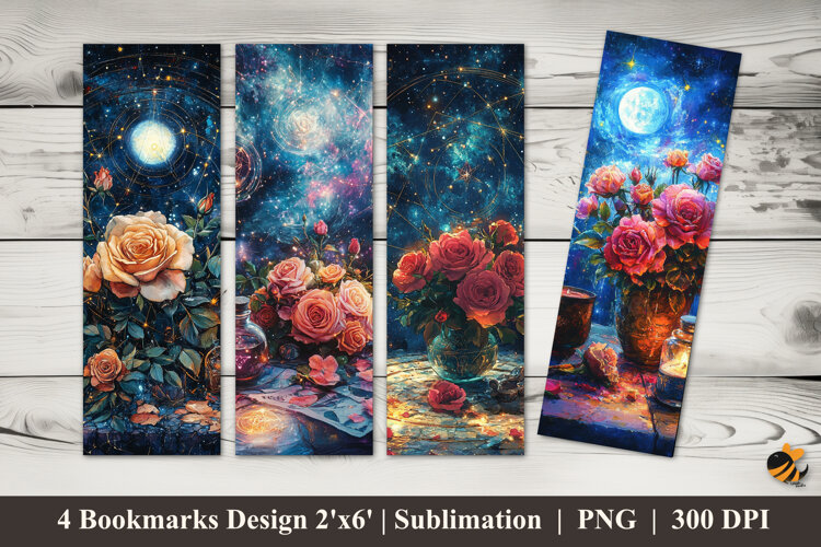 Magic Rose Bookmarks Sublimation Design example image 1