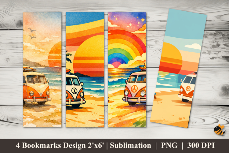 Vintage Beach Vibes Bookmarks Sublimation Design