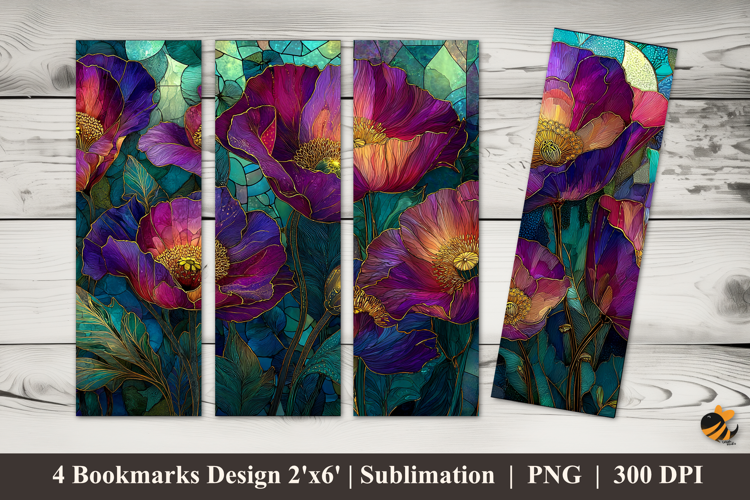 Glass Flowers Bookmarks Sublimation Design