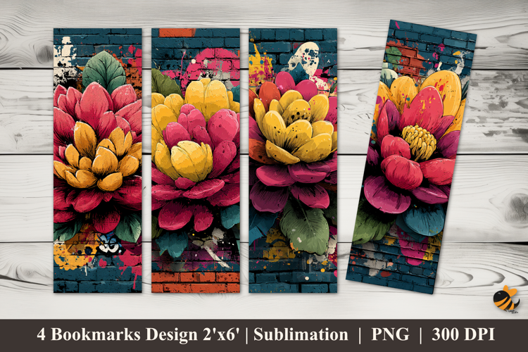 Floral Graffiti Bookmarks Sublimation Design