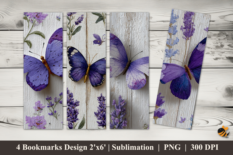 Purple Butterfly Bookmarks Sublimation Design