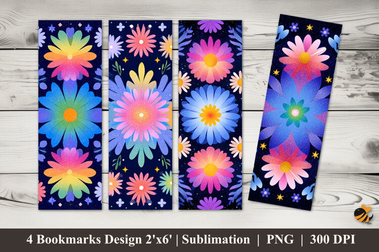 Star Flower Bookmarks Sublimation Design example image 1