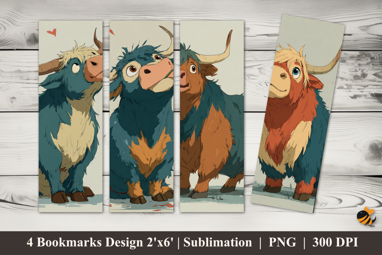 Romantic Cow Bookmarks Sublimation Design