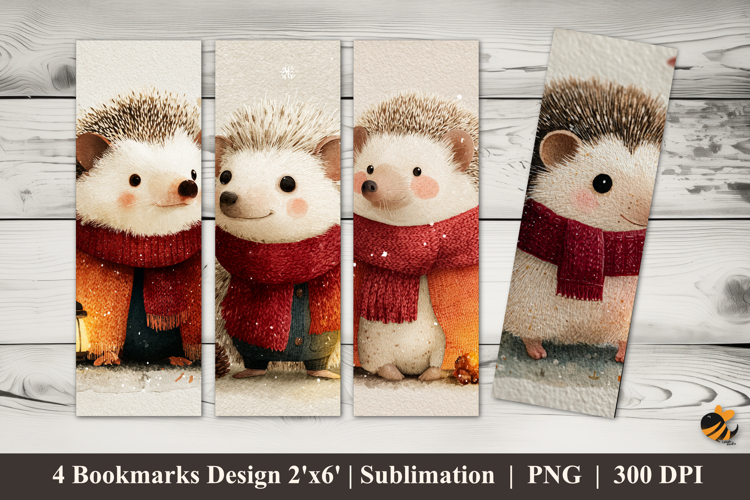 Hedgehog Cold Bookmarks Sublimation Design