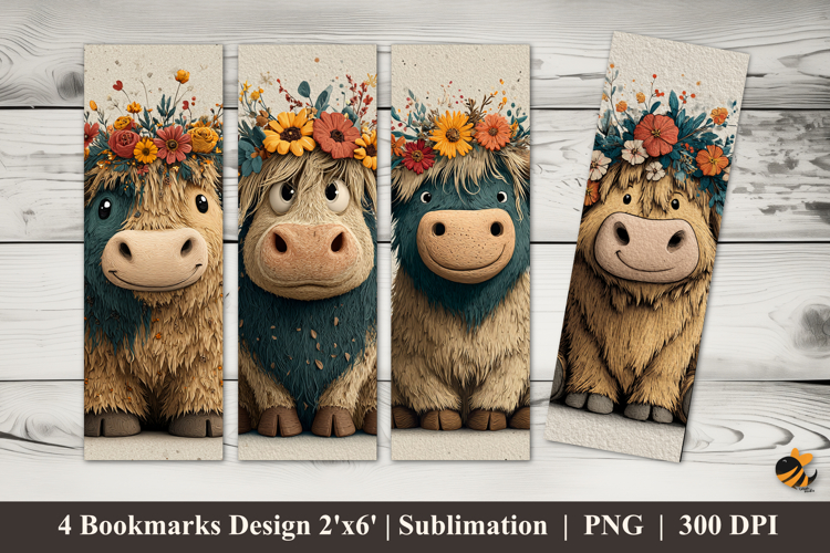 Happy Little Cow Bookmarks Sublimation Design