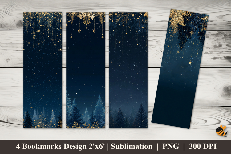 Winter Night Background Bookmarks Sublimation Design