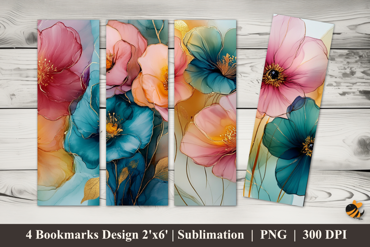Flowers and Leaves Bookmarks Sublimation Design