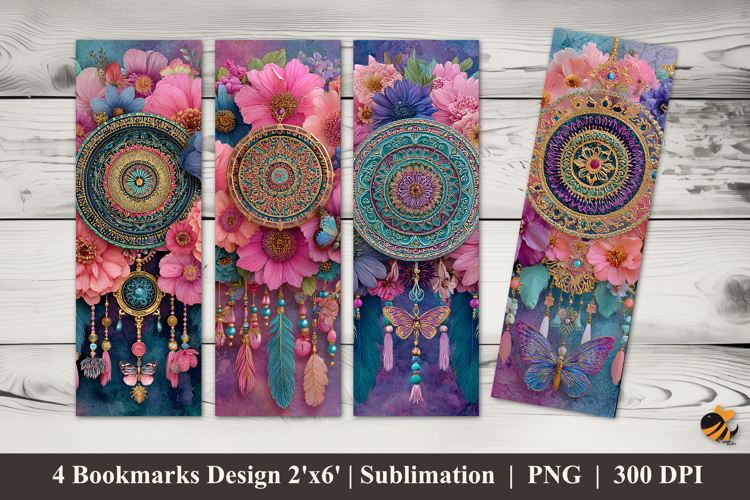 Dreamcatcher Flower Bookmarks Sublimation Design