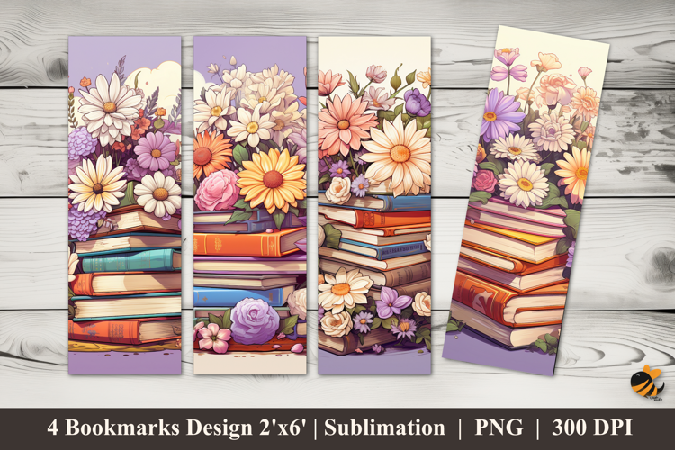Book Flowers Bookmarks Sublimation Design