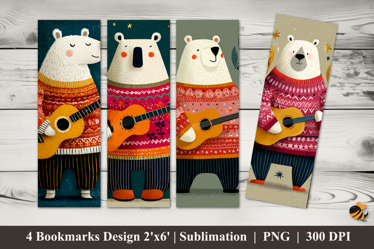 Cheerful Bear Bookmarks Sublimation Design