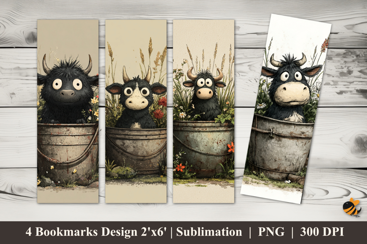 Baby Cow Smile Bookmarks Sublimation Design
