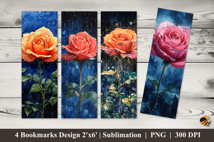 Rain Rose Bookmarks Sublimation Design