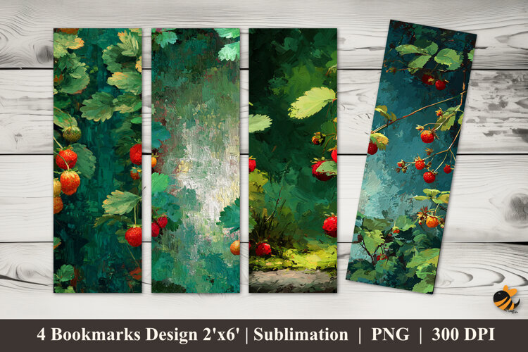 Strawberry Bookmarks Sublimation Design example image 1