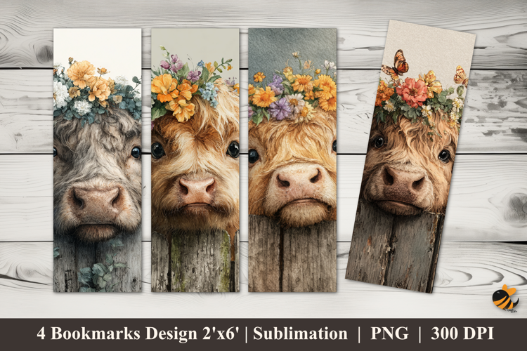 Cute Sad Cow Bookmarks Sublimation Design