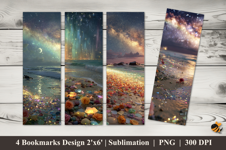 Colorful Beach Roses Bookmarks Sublimation Design