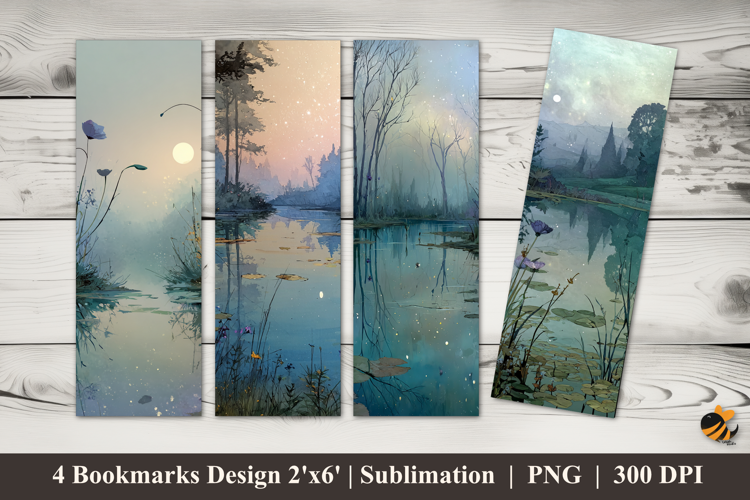 Tropical Lake Bookmarks Sublimation Design