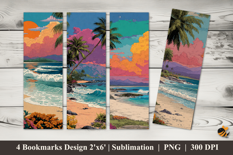 Colorful Beach Bookmarks Sublimation Design