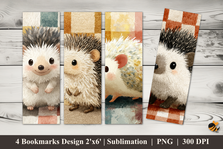 Playful Baby Hedgehog Bookmarks Sublimation Design