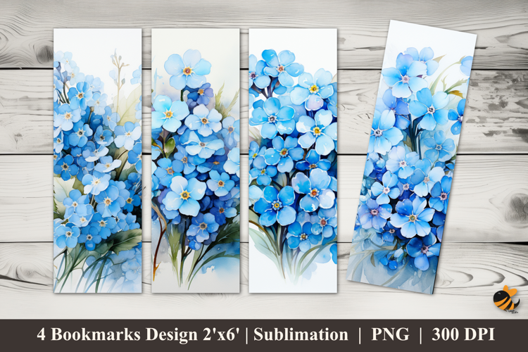Graceful Blue Bookmarks Sublimation Design