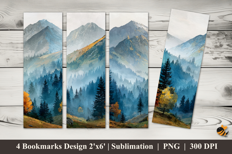 Autumn Mountain Bookmarks Sublimation Design