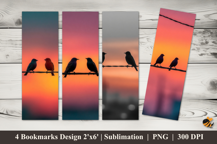 Two Birds Fall in Love Bookmarks Sublimation Design