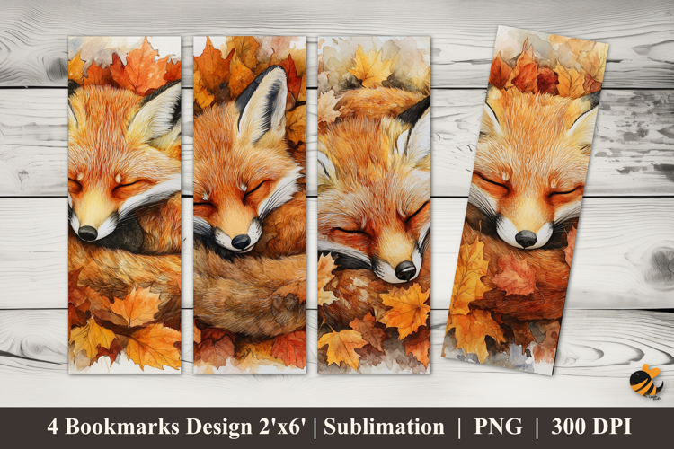 Sleeping Fox Bookmarks Sublimation Design