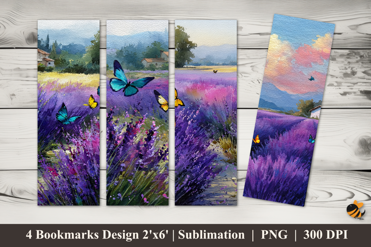 Lavender Butterfly Bookmarks Sublimation Design