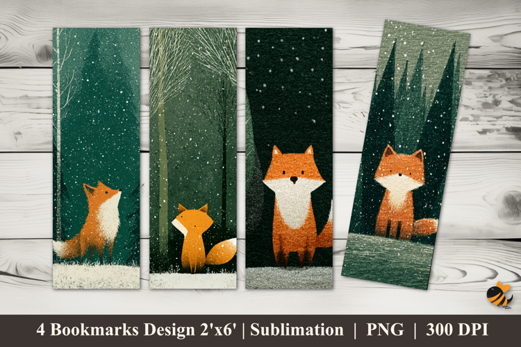 Winter Fox Bookmarks Sublimation Design