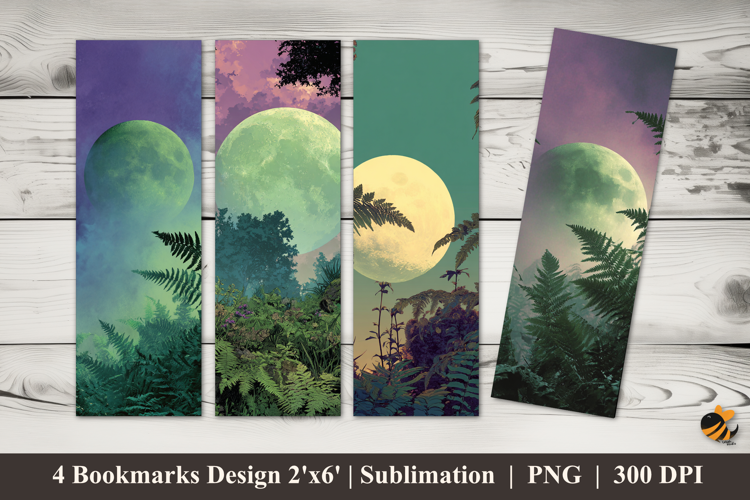 Green Moon Bookmarks Sublimation Design
