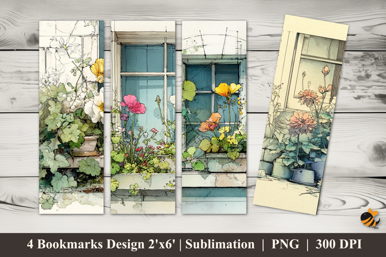 Window of Gentle Blooms Bookmarks Sublimation Design