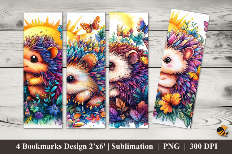 Hedgehog Fantasy Bookmarks Sublimation Design