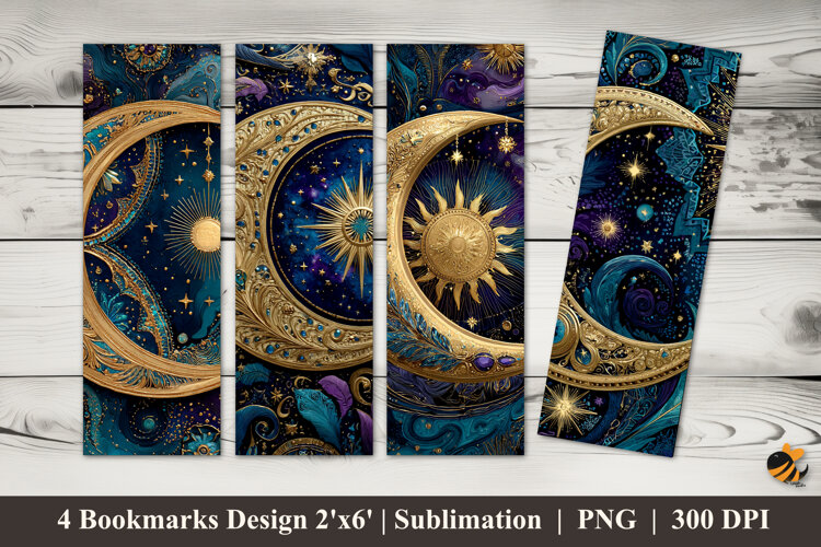 Fantasy Month Bookmarks Sublimation Design example image 1