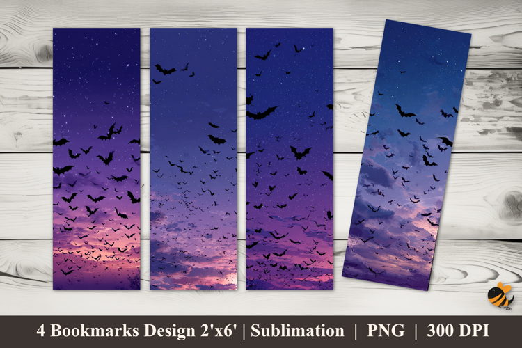 Bats at Night Bookmarks Sublimation Design