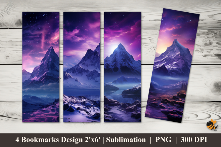 Mount Aurora Bookmarks Sublimation Design