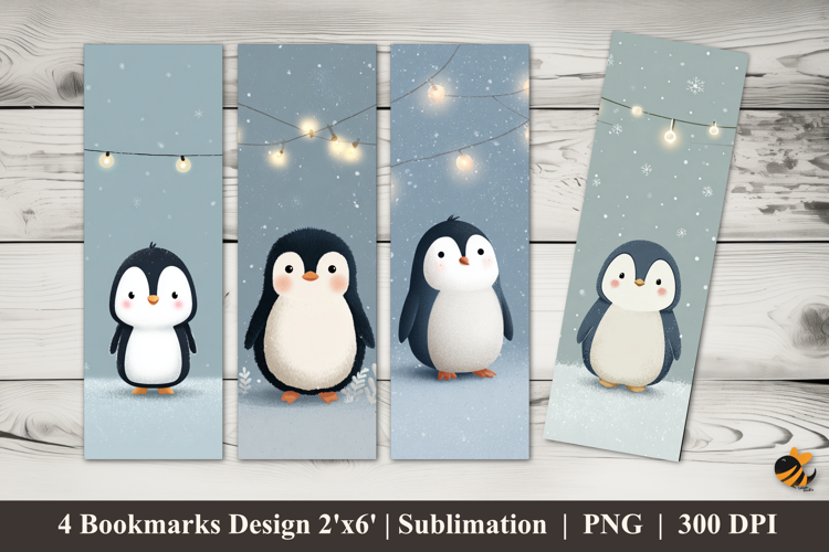 Penguin Star Bookmarks Sublimation Design