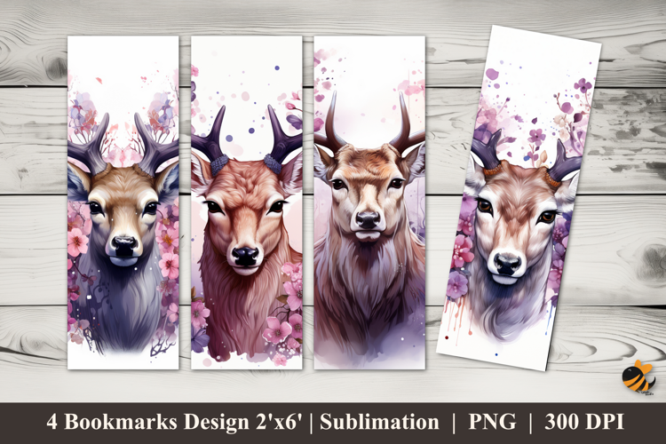 Purple Deer Bookmarks Sublimation Design