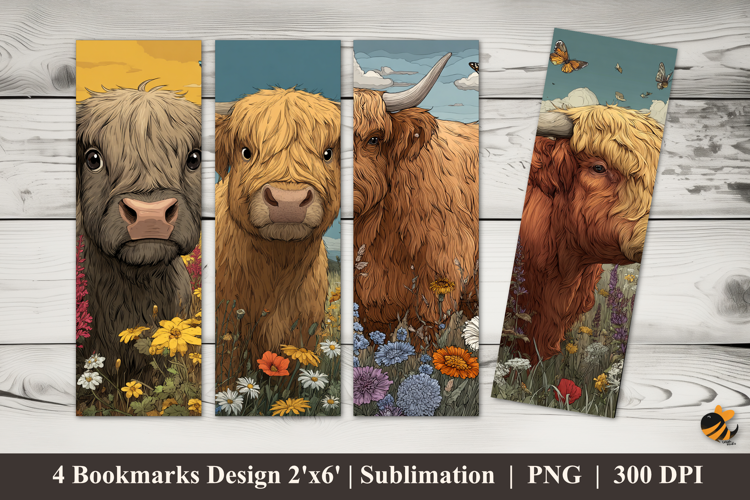Cow in the Mountain Nature Bookmarks Sublimation Design