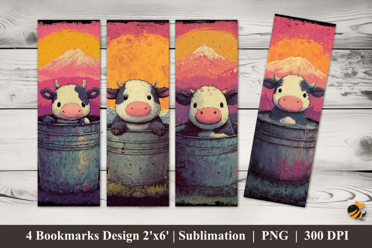 Happy Milk Cow Bookmarks Sublimation Design