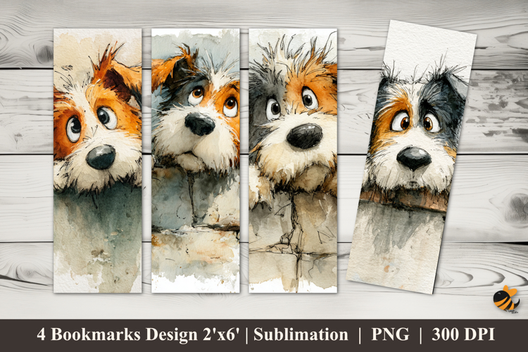 Cute Dog Daydreaming Bookmarks Sublimation Design