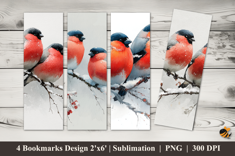 Winter Birds Bookmarks Sublimation Design