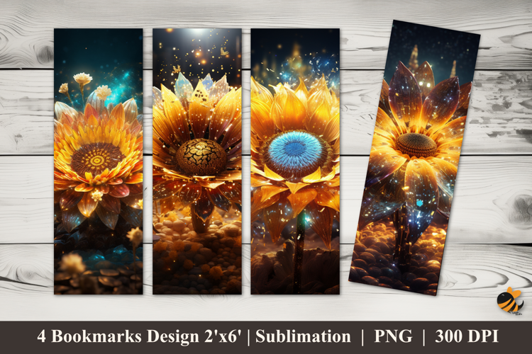 Glowing Sunflower Bookmarks Sublimation Design