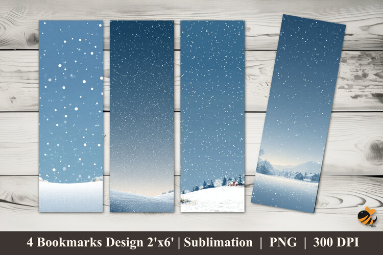 Snowfall Bookmarks Sublimation Design example image 1