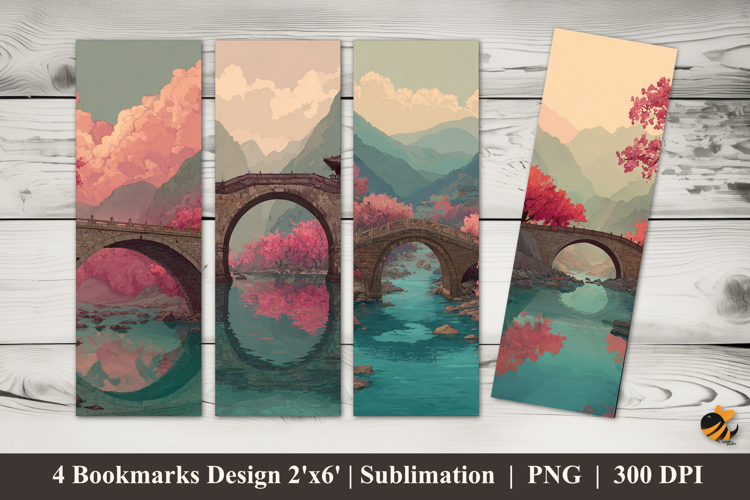 Mountain River Bookmarks Sublimation Design