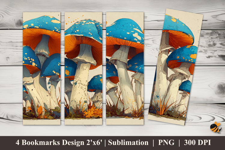 Cartoon Mushroom Bookmarks Sublimation Design