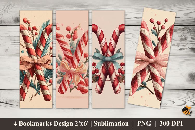 Candy Cane Bookmarks Sublimation Design