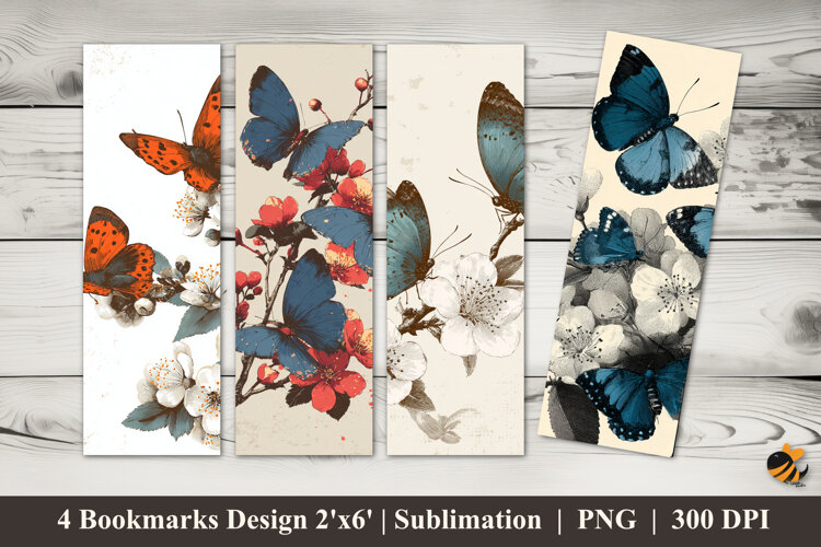 Butterfly Perched Bookmarks Sublimation Design